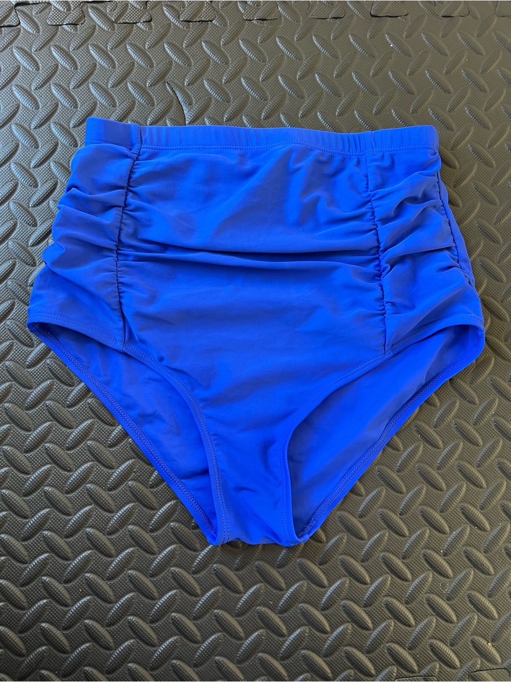 High-Waist Ruched Royal Blue Bikini Swim Bottoms Size Medium